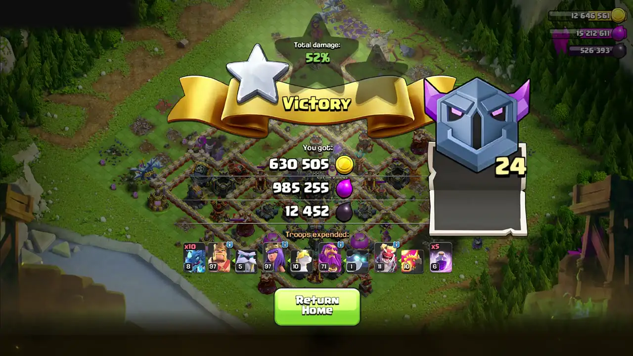 A Clash of Clans attack run automatically by GhostMacro, ending on the victory and loot screen